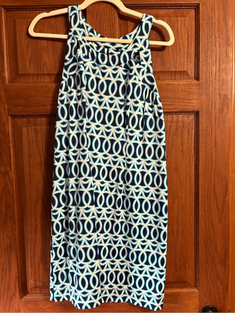 Lulu-B Navy & Aqua Geometric Halter Midi Dress